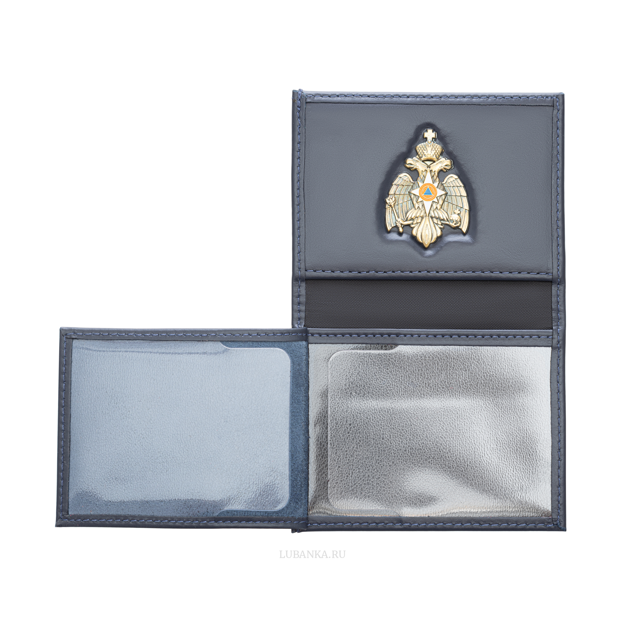 Обложка для удостоверения МЧС с жетоном темно синяя