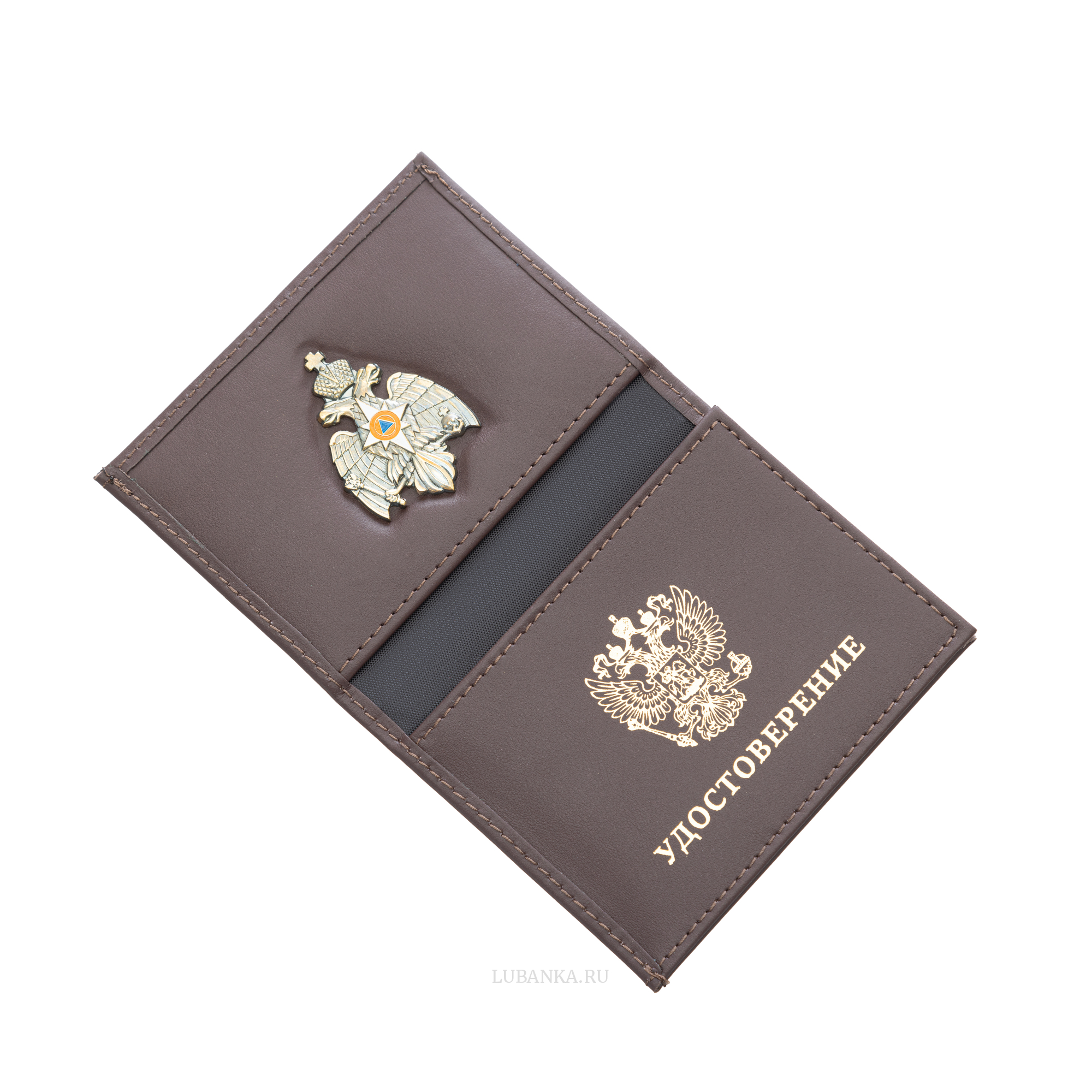 Обложка для удостоверения МЧС с жетоном коричневая