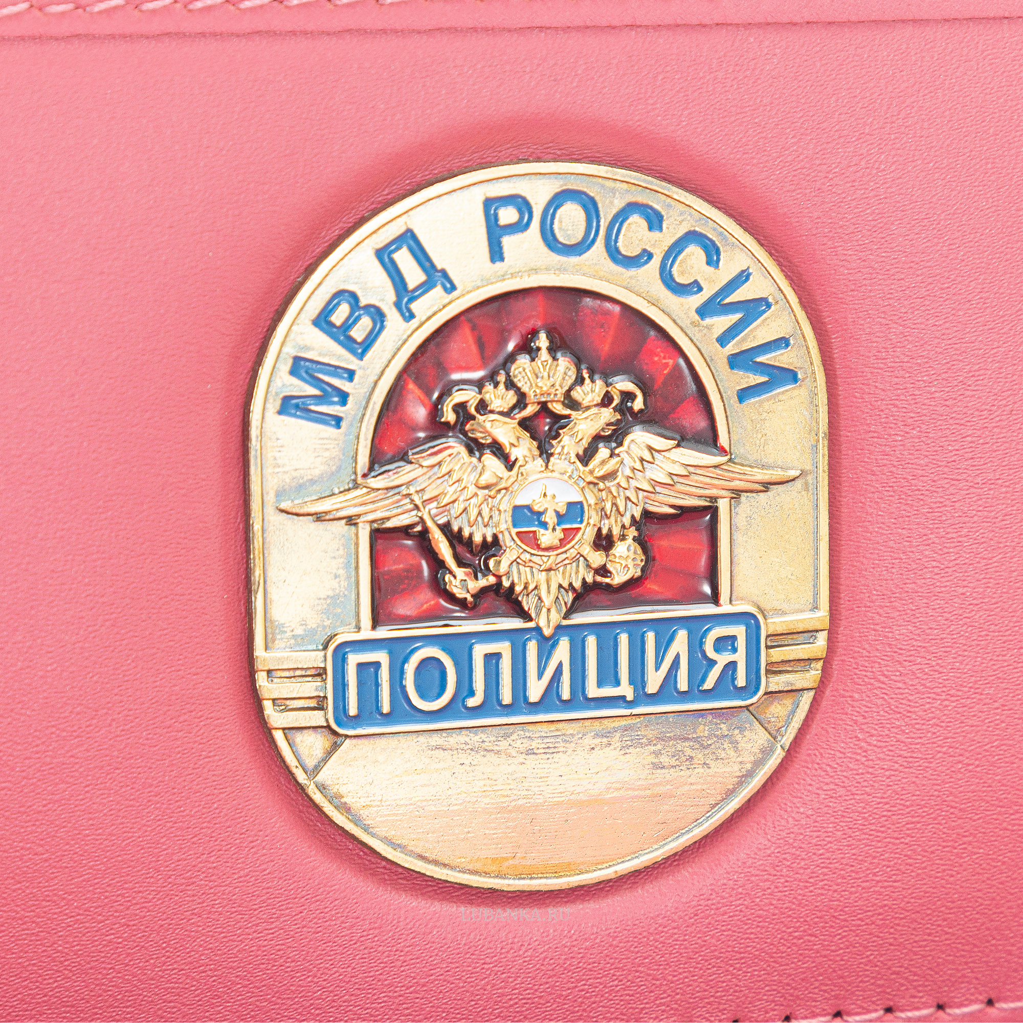 Обложка для автодокументов и удостоверения Полиция с жетоном розовая