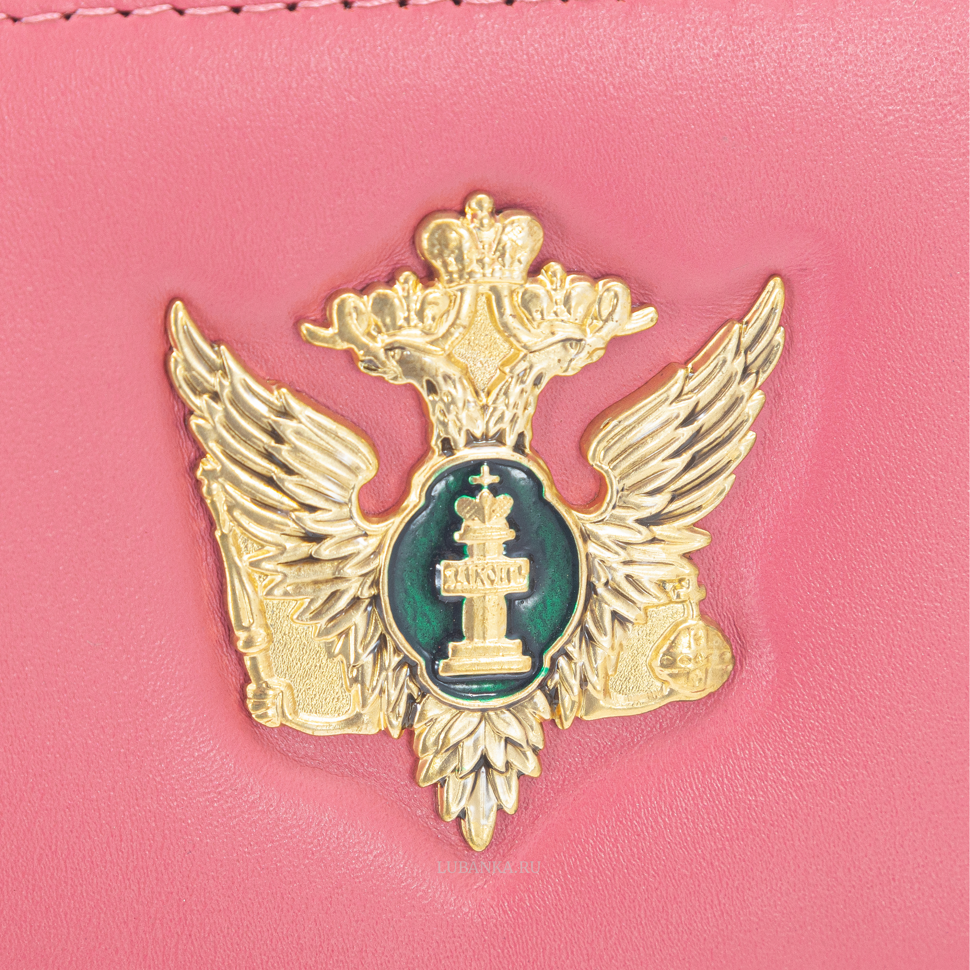 Обложка для удостоверения Министерство Юстиции с жетоном узкая пухлая розовая