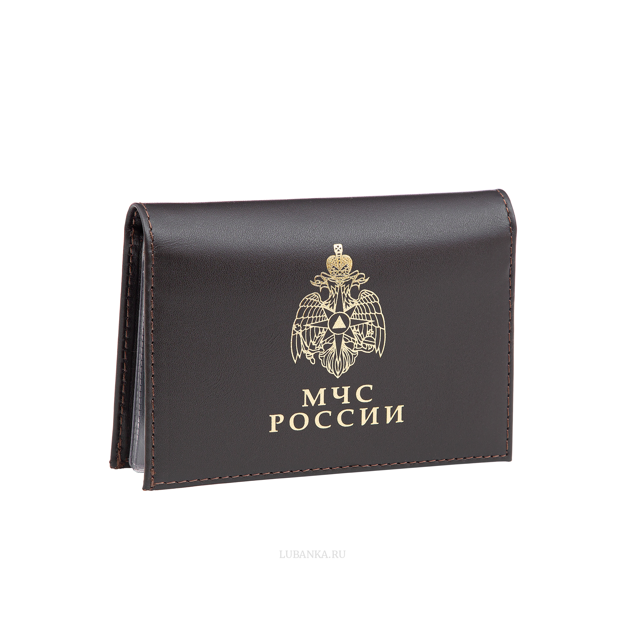 Обложка для автодокументов и удостоверения МЧС с жетоном коричневая