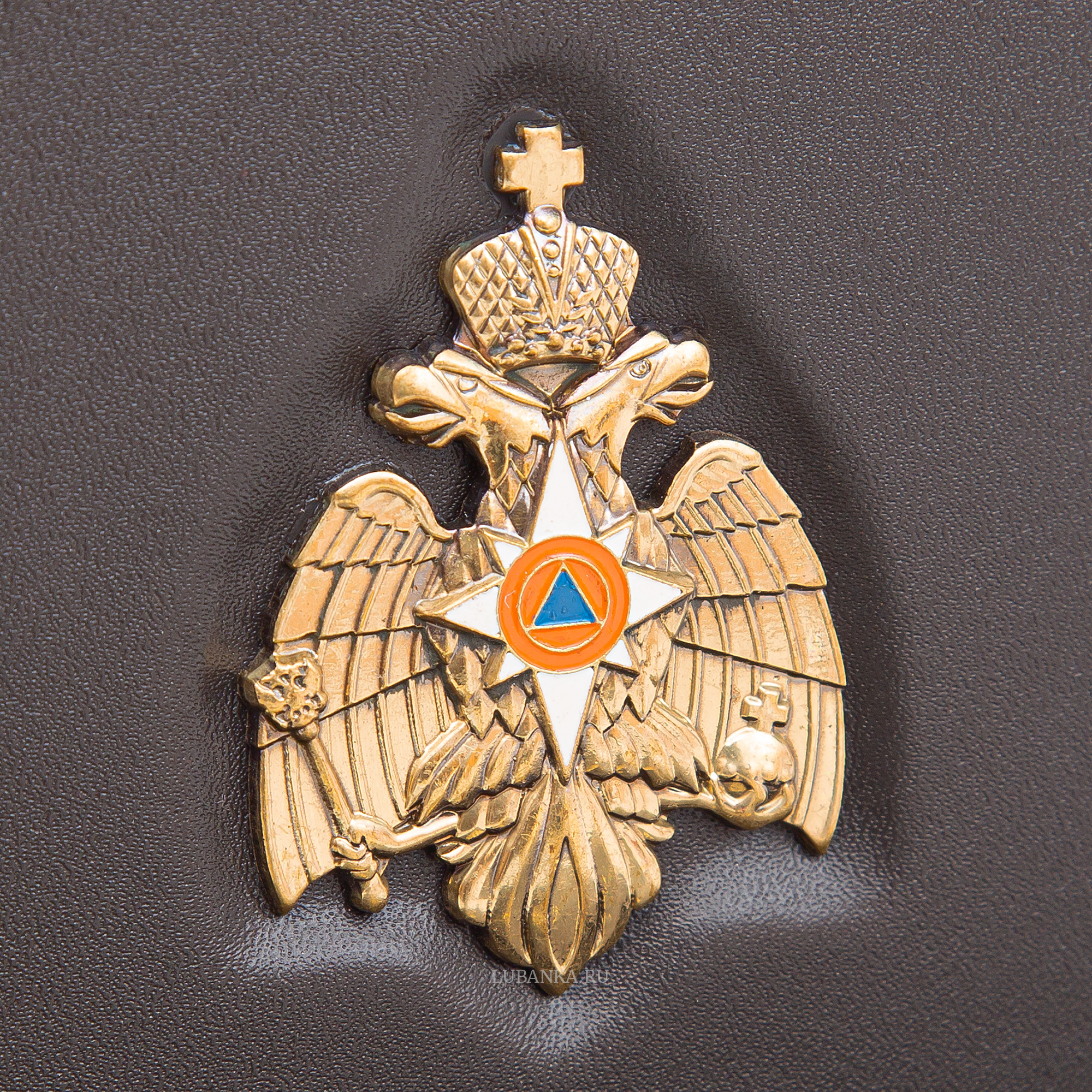 Обложка для автодокументов и удостоверения МЧС с жетоном коричневая