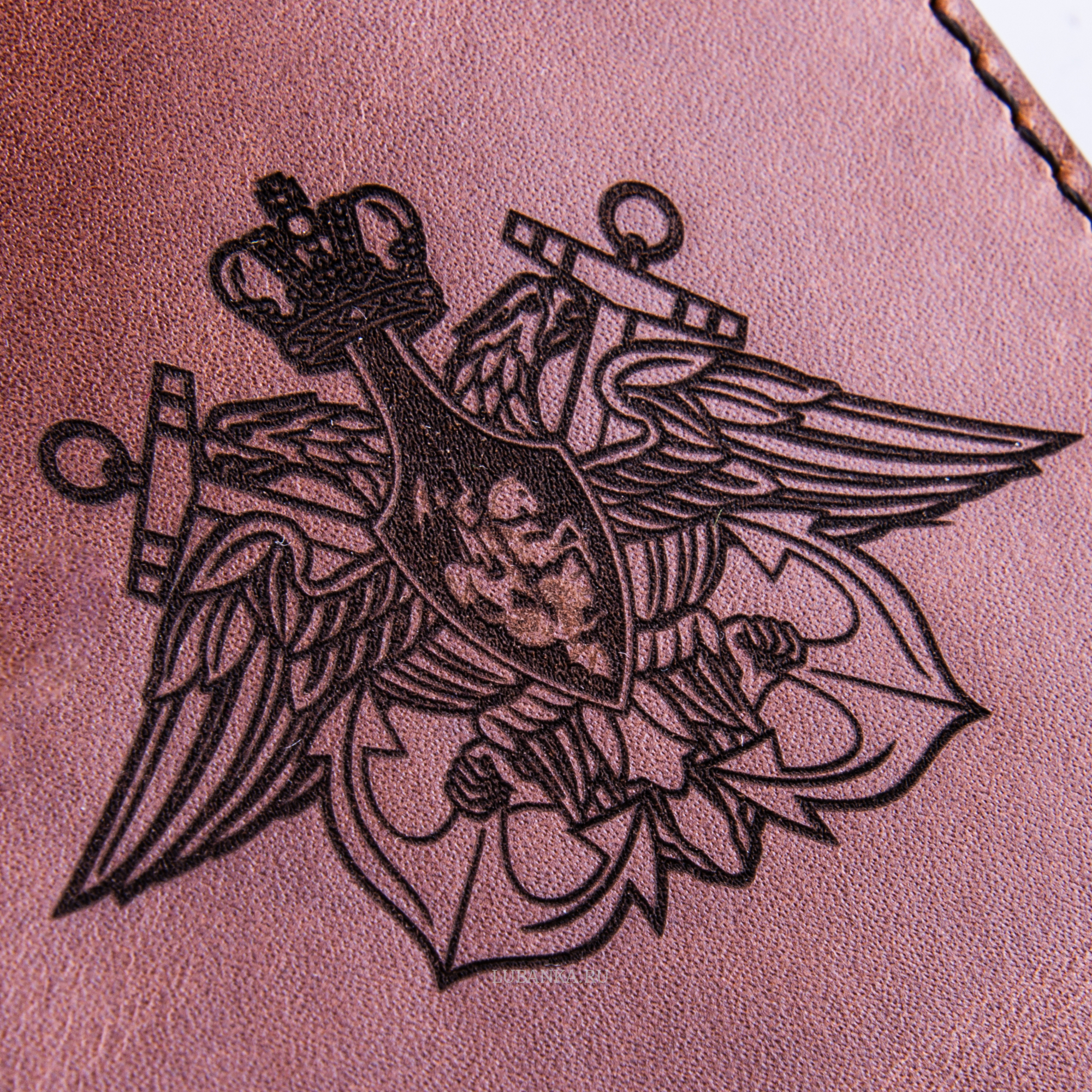 Обложка для паспорта ВМФ коричневая