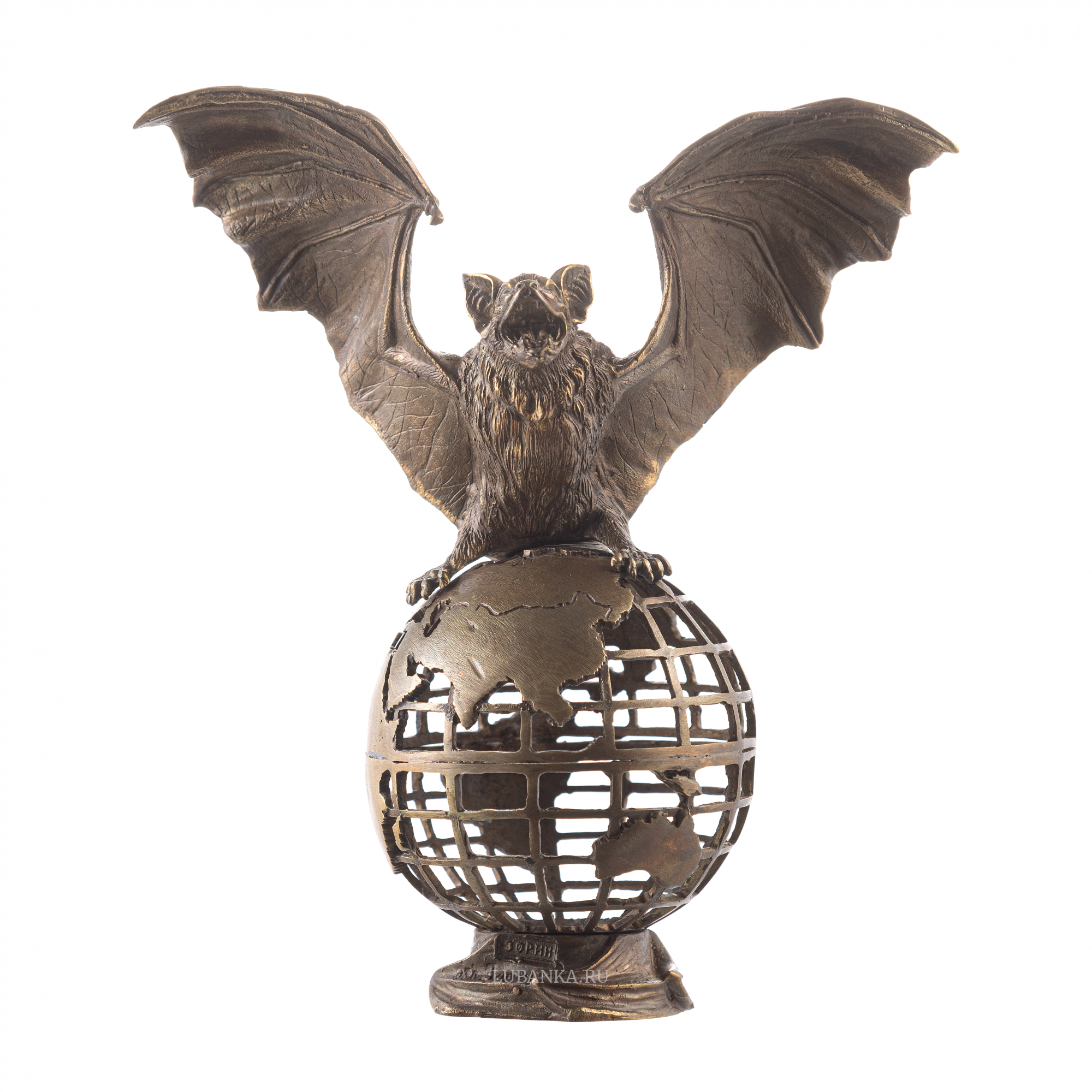 Бронзовая статуэтка Летучая мышь на земном шаре