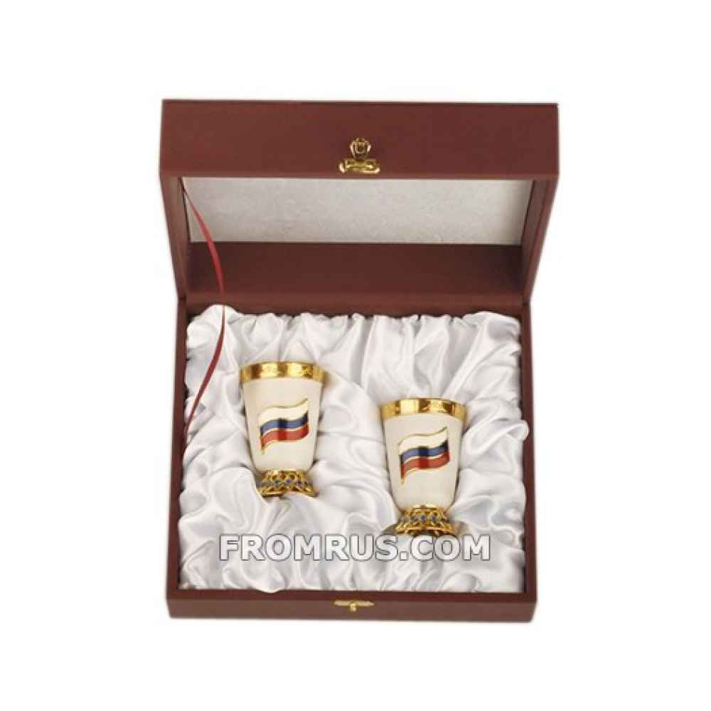 Стопки для коньяка «Флаг России», серебро